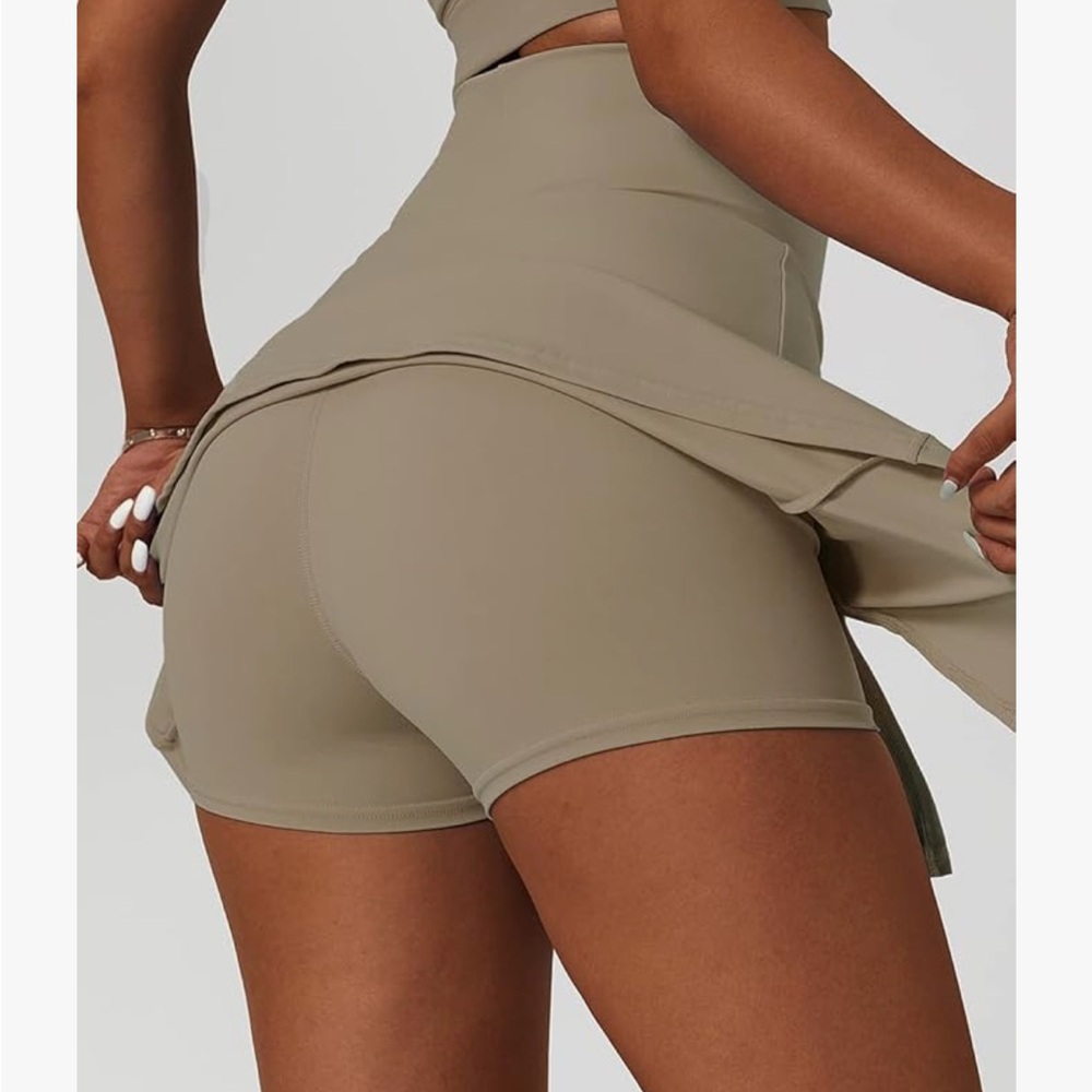 Tan High Waisted Tennis or Golf Skirt with Built in Shorts - Picture 3 of 7